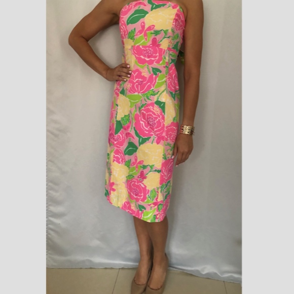Lilly Pulitzer Dresses & Skirts - Lilly Pulitzer Floral strapless dress back tie